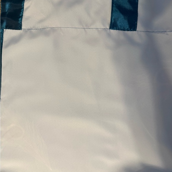 Blue drapes with Gold Embroidered Peacock Feathers. - Picture 3 of 6